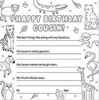 Tap to view Cousin Animal Prompts Birthday Card