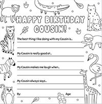 Tap to view Cousin Animal Prompts Birthday Card