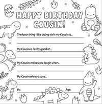 Tap to view Cousin Dino Prompts Birthday Card
