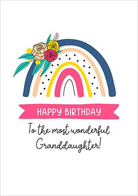 Wonderful Granddaughter Rainbow Birthday Card