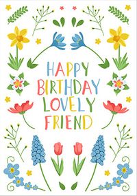 Tap to view Lovely Friend Floral Birthday Card