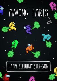 Among Farts Step-Son Birthday Card
