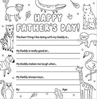 Tap to view Daddy Animal Prompts Father's Day Colouring Card