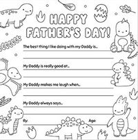 Daddy Dino Prompts Father's Day Colouring Card