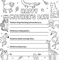 Tap to view Colour and write on me Animal Nanny Mother's Day Card
