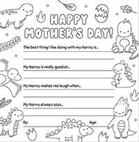 Tap to view Colour and write on me Dino Nanny Mother's Day Card