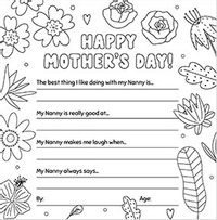 Colour and write on me Floral Nanny Mother's Day Card