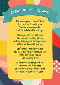 To My Teaching Assistant Verse Card