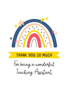 Rainbow Teaching Assistant Thank You Card