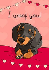 Tap to view I Woof You Dachshund Card