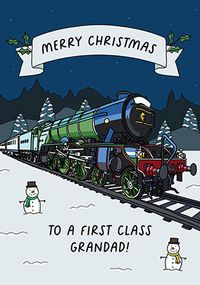 First Class Grandad  Train Christmas Card
