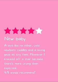 4/5 Stars New Baby Card