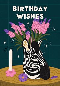 Zebra Vase Birthday Card