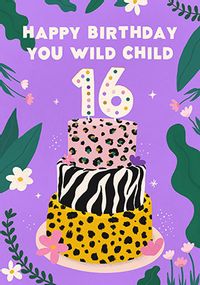 16TH Birthday Wild Child Card