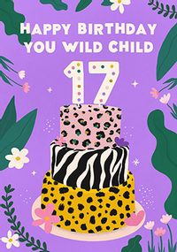 17TH Birthday Wild Child Card