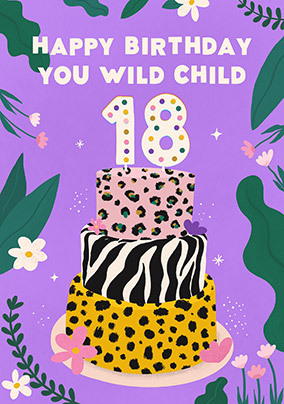 18TH Birthday Wild Child Card