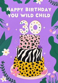 30TH Birthday Wild Child Card
