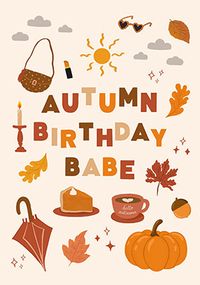 Autumn Babe Birthday Card