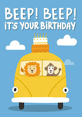 Beep Beep It's Your Birthday Card - A5 - By Funky Pigeon