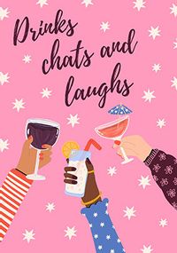 Tap to view Drinks Chats Laughs Card