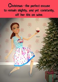 Off Her Tits on Wine Christmas Card