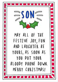 Tap to view Put Your Phone Down Son Christmas Card