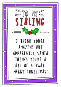 You're a Twat Sibling Christmas Card