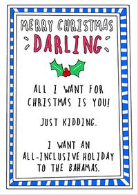 All I Want is You Darling Christmas Card