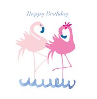 Two Flamingos Birthday Card