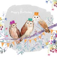 Owls Artistic Birthday Card