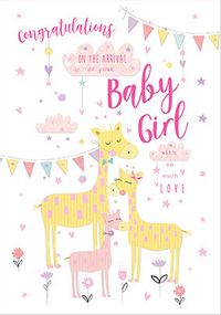 Tap to view Girl Giraffes New Baby Card