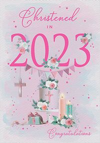 Pink 2023 Christening Card
