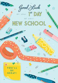 Good Luck 1st Day at School Card
