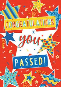 Congratulations You Passed Stars Card