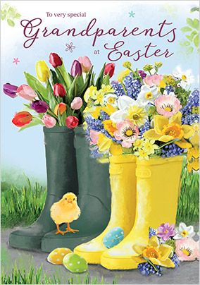 Grandparents Wellies Easter Card