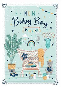 New Baby Boy Cot Card