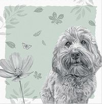 Dog  And Flower Birthday Card