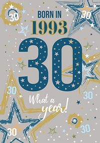 Born in 1993 Stars 30th Birthday Card