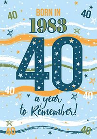 Blue Born in 1983 40th Birthday Card