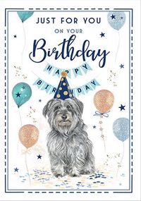 Doggy Banner Just For You Birthday Card