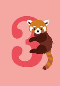 Age 3 Red Panda Children's Birthday Card