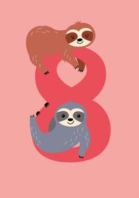 Age 8 Sloths Children's Card