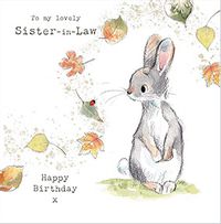 Cute Bunny Sister In Law Birthday Card