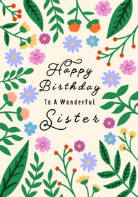 Happy Birthday Sister Floral Card