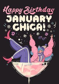 January Chica Birthday Card