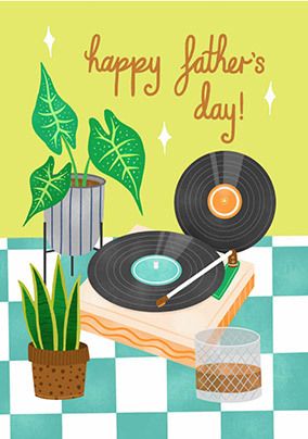 Father's Day Record Player Card