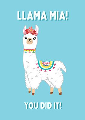 Llama Mia You Did It Congratulations Card