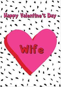 Pink Heart Wife Valentine Card