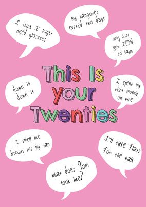This Is Your Twenties Pink Birthday Card | Funky Pigeon