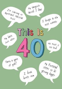 This Is 40 Green Birthday Card